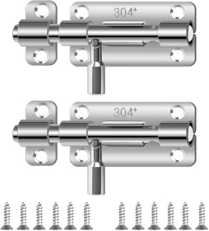 Türriegel 2 Stück Schieberiegel Edelstahl Bolzenriegel Riegelschloss Klein mit Schrauben Schlossriegel Riegelschloss für Gartentor Badezimmer Schuppen