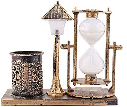 CYJAZNHH Horloge sablier en métal, Sablier sablier Lampe de Table avec Porte-Stylo en Laiton, Verre sablier Mariage Bureau à Domicile Bureau Salle de Classe décor,(Gold)
