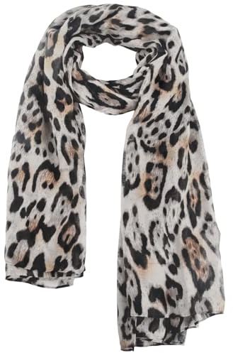 GWAWG Leopard Print Scarf Ladies Scarf Soft touch Lightweight 90x180cm for All Seasons Versatile Animal Print Scarf for Women Gift for Any Occasion (Grey)