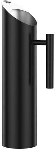 Wasserkaraffe mit Eisbarriere Wasser Karaffe aus Edelstahl Neigungsdesign Verlängerter Griff Rostfrei Wasserkrug für Saft Kaltes Wasser Wein Kaffee Tee (Schwarz, 2L)