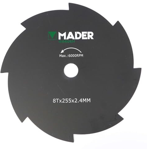 Disco para desbrozadora - 8 dientes, 255 mm de diámetro, adecuado para cortes precisos, alta durabilidad y rendimiento en jardinería.*
