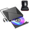 BHHB Lecteur CD Externe pour PC USB 3.0 et USBC Graveur DVD Externe Optique Portable CD/DVD-/+RW Drive Transmission Rapide Câble USB Intégrée pour Windows/MacOS/Laptop/Desktops avec étui de Transport