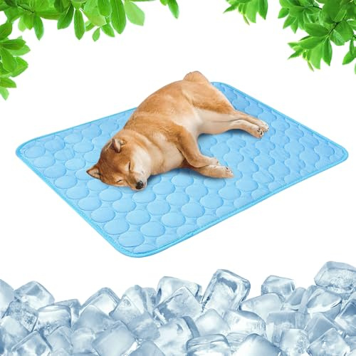 Generisch 2026 Neu Kühlmatte Hunde, Kühlmatte für Hunde Katze, Kühldecke Hund Selbst Kühlende Hundematte Sommer Kühlkissen wasserdichte rutschfeste hundematte (Blau, M-62x50cm)