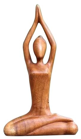 Yoga Statue aus Holz - Meditierende Figur für Innendekoration | Handgeschnitzte Yoga-Skulptur, für Wohnzimmer, Arbeitszimmer, Galerieausstellung, Tischakzent, Zen-Garten, Dekoration