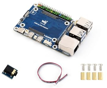 CM5 zu Pi 5 Adapter Platine für Compute Module 5, Alternative Lösung für Raspberry Pi 5, Integrierte ETH, USB, MIPI, HDMI, Audio-Header Anschlüsse usw. Unterstützt Anschluss an Mikrofon