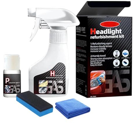 Generisch Professionelles Scheinwerfer Aufbereitungs Set - 3-in-1 Politur Flüssigkeit gegen Vergilbte & Trübe Autolampen - Für Mehr Klarheit und Hochglanz - Einfache Anwendung ohne Werkzeug (1 PCS)