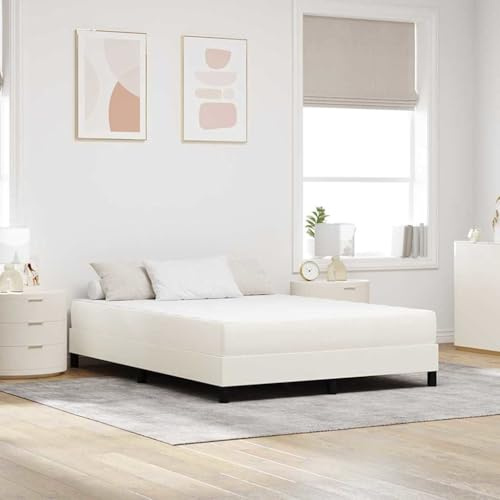 Qnhdfrt Letto matrimoniale crema, 140 x 200 cm, con materasso a molle insacchettate, telaio in legno, moderno letto per ospiti per camera da letto, camera dei ragazzi e appartamenti in città