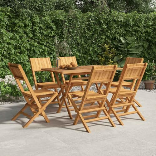 Owoxanthellate 6er Set Klappbare Gartenstühle aus Massiv Teakholz 47 x 61 x 90 cm Lattenrost Balkonstuhl mit wetterfesten Holz für Terrasse Camping Kleiner Balkon