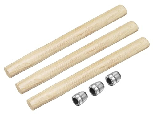 sourcing map 3pcs Wood Sledge Hammer Handle 14.6 Hammer Wooden Replacement Handles with Round Wedges for 4lb Round Octagonal Head Decking Framing Carpentry Construction DIY Sledge Axe Tools