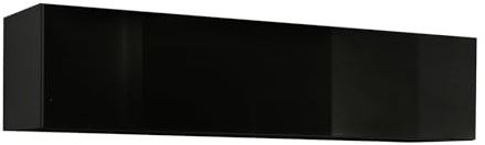 MB Muebles Bonitos, Meuble Mural Krista H160 pour Salon ou Salle à Manger, Design Modulaire Moderne, Armoire Suspendue au Mur, Couleur Noir, 160x30x29 cm