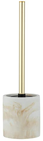 WENKO WC-Garnitur Mod. Odos, hochwertiger Bürstenhalter aus stabilem Polyresin in Marmor Optik, inklusive Toilettenbürste, Ø 7,5 x 37 cm, Weiß/Gold