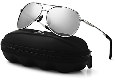 MXNXEU Solglasögon herr förarglasögon polariserade svarta polariserade solglasögon män utomhus vintage unisex UV400 körning solglasögon silver/silver