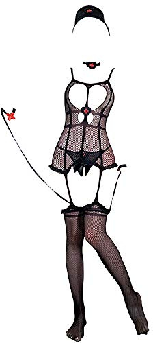 SINMIUANIME Sone Piece - Body de red para mujer, vestidos de anime, cosplay, lencería sexy (7423 negro)