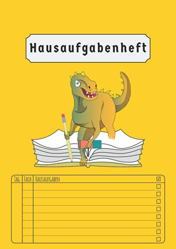 Hausaufgabenheft: 2021/2022 Grundschule Dinosaurier Jungen | Din A4 Ohne Datum | 50 Blatt | Aufgabenheft Kinder | Gelb