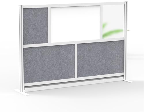 Workflow Modular Wall | Room Divider with Whiteboard, Sound Dampening, & Frosted Acrylic Panels | Expandable Office Partition for Privacy & Stability (70 x 48)