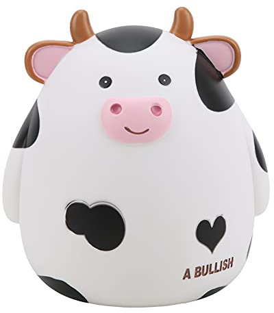 Niedliche Cartoon Kuh Sparschwein, Vinyl Spardose zum Sparen von Münzbox Jungen Mädchen Kinder