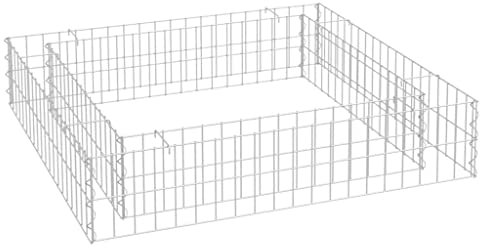 vidaXL Gabion Raised Bed - Galvanised Steel Silver Flower Plant Border - Mesh Grid Design - Rustproof & Weather-Resistant - 100x100x20 cm