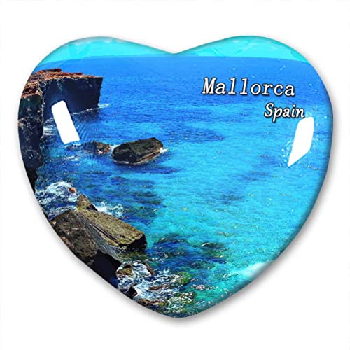 Spanien Mallorca Kühlschrankmagnet Kühlschrankaufkleber Kollektion Dekorativer Magnet Reise-Souvenir Herzform Kristallglas
