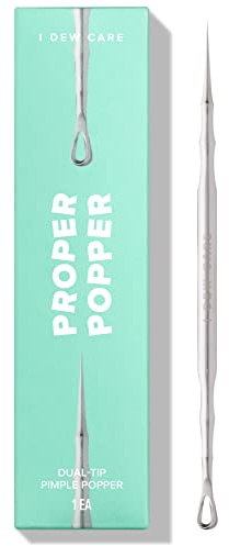 I DEW CARE Dual-Tip Pimple Tool - Proper Popper | Blackhead Remover, Blemish Exfoliating, Professional Acne Squeezer, Comedone Zit Extractor for Women, 2in1 Stainless Steel Lancet, 1ea
