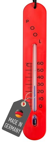 Lantelme Termometro da piscina affondante con cavo per misurazione della temperatura dell'acqua in profondità, indicatore di temperatura da -15 °C a 60 °C, termometro analogico rosso per piscina