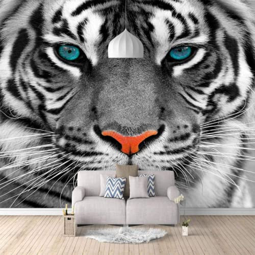 Papier Peint Panoramique Tigre Noir Et Blanc Papier Peint 3D Intissé Decoration Murale Chambre Salon