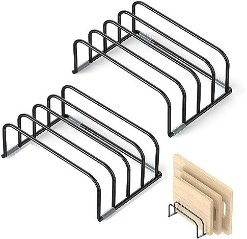 HSpiow Schneidebrett-Organizer, 2 Stück, Schneidebrett-Halter für Küchenschrank, Arbeitsplatte, kompakter Topfdeckel-Organizer, Ständer für Backblech, Schneidebrett, flache Teller (2,5 cm breite