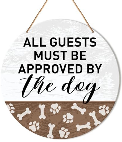 Funny Dog Welcome Sign Front Door Decor, Welcome Hanging Sign Decor Farmhouse Wall Sign Decorations for Door, Porch, Home, Housewarming Gift for Dog Lover Dog Mom Dad Owner, Approved by The Dog