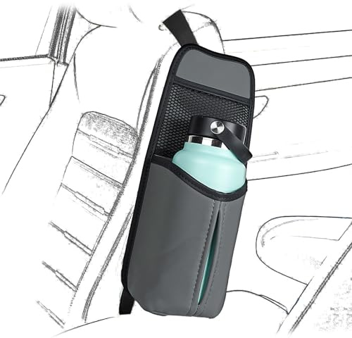 Linkidea Car Seat Side Water Bottle Organizer Compatible with YETI Rambler Bottle 26oz/36oz, Owala FreeSip 32oz/40oz, Vehicle Seat Side Storage Hanging Bag Holder for Large Bottles, Grey