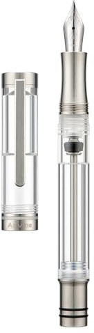 Asvine V200 Titan-Füllfederhalter, Vakuum füllung, Iridium mittlere Spitze, transparent Acryl Füller, glattes Schreiben, Stiftetui-Set