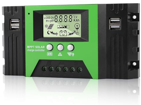 WEINUOER MPPT 30A Solar Laderegler 12V/24V Automatische 30A MPPT Laderegler mit Temperatursensor und LCD Display 4 USB Ports für Solarpanele 12V 24V Blei/Lithium Batterien