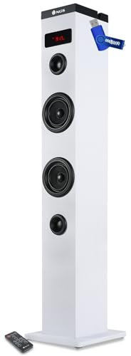 Bmi Tour de Son Bluetooth 50W NGS SKYCHARM avec Tél, Entrée Optique, USB, Radio FM et AUX in (Couleur White)+ clé USB 32go
