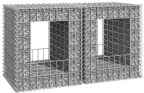 Bulliing Gabion Basket Posts 2 pcs 50x50x60 cm Iron,Gabion Wall Mesh Wire Stone Basket Galvanised Iron Stone Basket Outdoor Spiral Planter Retaining Wall