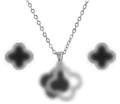 Hanaoops Vierblättriges Kleeblatt Schmuckset für Damen und Mädchen Titan Edelstahl Schwarz Glücksklee Anhänger Halskette und Ohrringe Set Hypoallergen Zierliche Schmuck Set Geschenke