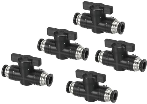 PATIKIL 5/16 Vanne à bille pneumatique, 5 pièces Raccords à connexion rapide Push to Connect Raccords tube connexion d'air pour systèmes pneumatiques Automatisation la fabrication, Noir