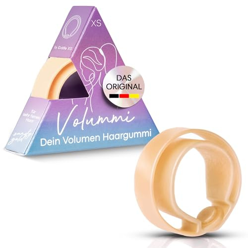 Volummi Haargummi Sandy Gold XS – Mehr Volumen für sehr dünnes Haar | Innovativer Zopfgummi für sichtbar mehr Volumen im Pferdeschwanz – starker Halt & haarschonend, das Original Made in Germany.