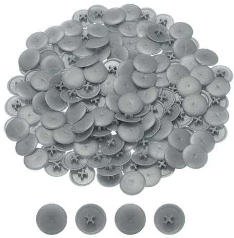 Sourcing Map 108Pcs 17mm Plastic Self-lock Nut Screw Cap Covers, Dark Gray