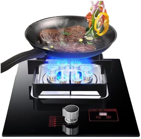 THEGA Stufa A Gas da 5,2 KW - Pentola A Gas in Vetro Temperato per Interno, Bruciatore per Stufa da Cucina con Funzione Timer, Tavolo per Cobici A Gas A Singolo Bruciatore Cucina(LPG)