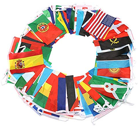 100 Länderflaggen, internationale Banner, Wimpelkette, Dekoration, für große Eröffnung, Sportparty