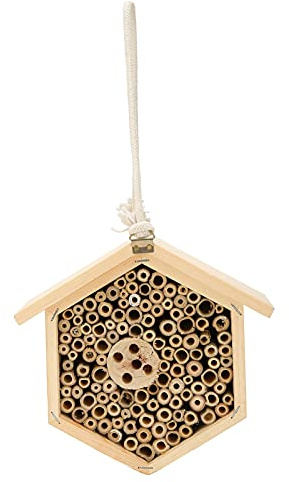 Hotel per api di insetti hotel in legno decorativo giardino habitat di nidificazione per insetti benefici materiale di bambù in legno naturale 19.8x18.5x8.6cm