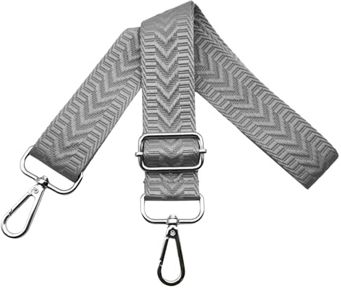 Fickremmar för byte justerbar axelrem för väskor, bred 3,8 cm axelrem med silver karbinhake rem för kvinnor handväska, crossbody, ljusgrå, U13