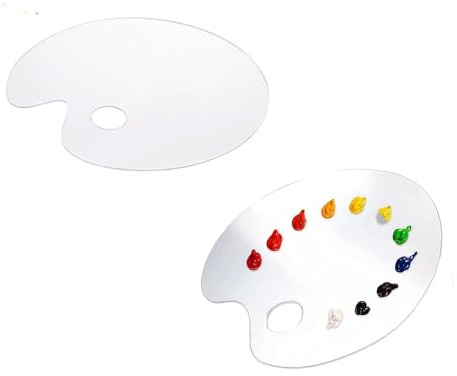 Armastuse Transparente Farbmischpalette,2 Stücke Acryl Malpalette, Ovale Kunstpalette Artpalette Antihaft Öl Farbmischpalette für DIY Kunst Malerei (10 x 6 Zoll)