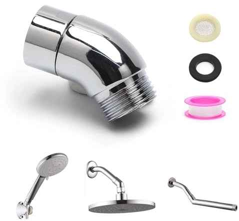 TMZELOA Handbrause Adapter 135 Grad 1/2 Zoll Winkelstück für Handbrause Adapter Duschschlauch Adapte Gelenkstück Duschkopf Winkelstück für Handbraus Swivel Shower Head Adapte mit Gummidichtung