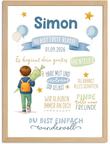 SpecialMe® Kinder-Poster Einschulung Motivation Affirmation personalisiert mit Namen Mutmacher Geschenk Deko Schulstart