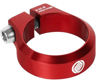 FIFTY-FIFTY Collier de Selle Vélo, Collier de Tige de Selle Alliage d'Aluminium 28.6/29.8/31.8/34.9/36.4/38.6mm pour VTT Vélo Route (29.8mm, Rouge)