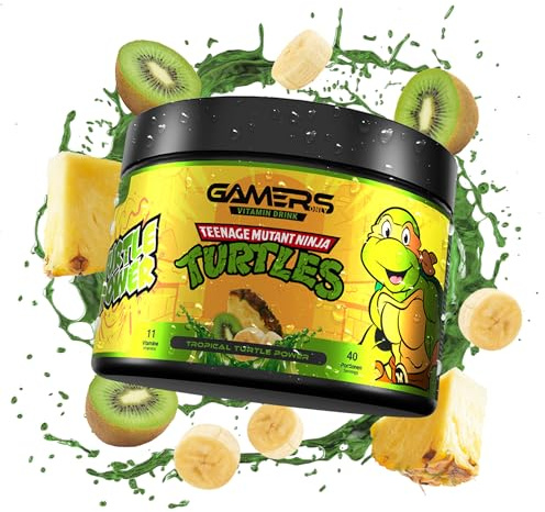 Gamers Only Vitamin Pulver Teenage Mutant Ninja Turtels [Zero Zucker] 40 Portionen | Multivitamin Pulver | 12 Vitamine & Aminosäuren | Vitamin B6, B12 & C, D,E pro Portion
