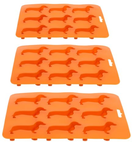 Healifty Molde De Silicona Para Cubitos De Hielo 9 Rejillas y Diseño De Cachorro, Tamaño Pequeño, Material Flexible y Antiadherente, Apto Para Hacer Helados y Postres Diy, 3 Piezas Para Uso Cocina