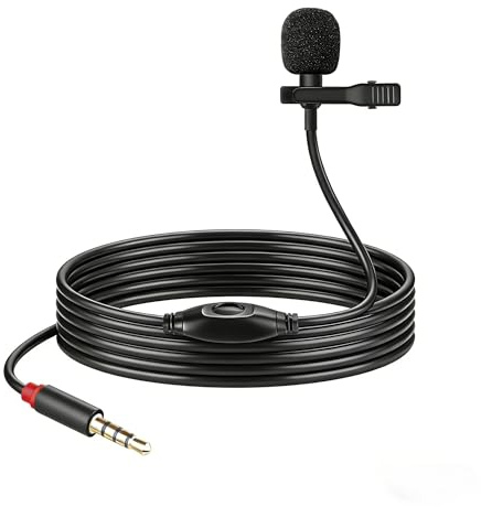 GELRHONR Micrófono de Solapa 3,5 mm, Conector TRRS de 3,5 mm (1/8), Micrófono de Solapa Invisible Cableado para Teléfonos, PC, Cámaras, Grabación de Audio, Streaming de Juegos, 4,9 Pies