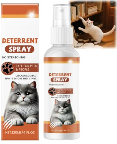 120ML Spray Anti Griffure pour Chat,Spray d'Entraînement Chat,Empêche Les Chats De Gratter Les Meubles,Tapis,Rideaux Et Plantes,Protecteur de Meubles Contre Les Rayures,Usage Intérieur et Extérieur