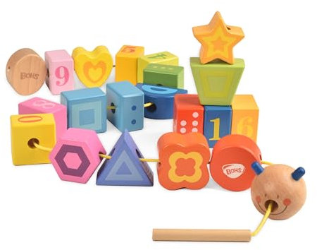 BOHS Raupe Fädelspiel - Kleinkind Lernen Zählen, Zahlen und Formen - Kinder Feinmotorik Spielzeug