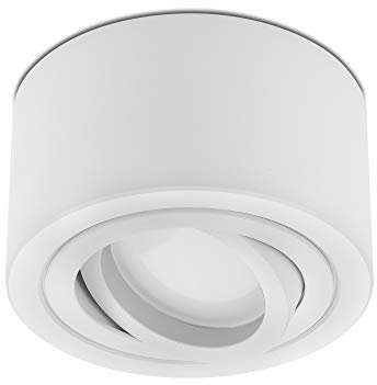 lambado® Flache LED Aufbauleuchte/Deckenstrahler Set inkl. 230V 5W Spots dimmbar - dezente Aufbaustrahler/Deckenspots (rund, weiss, schwenkbar)